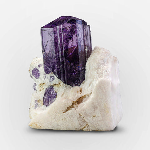 tabular gem vibrant purple color Scapolite crystal on Calcite from Afghanistan
