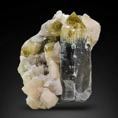 Citrine Quartz Positioned On Calcite