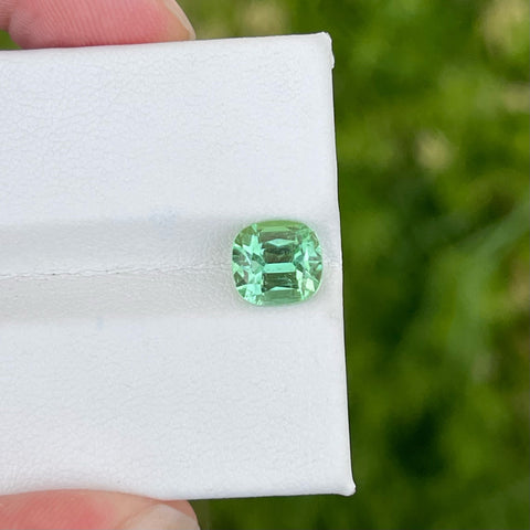 Limited Edition Mint Green Tourmaline 2.45 carats Cushion Cut Afghani Loose Gemstone