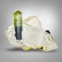 Mint Green color Tourmaline on Quartz from Staknala, Skardu, Pakistan