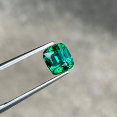 Bluish Green Tourmaline 2.00 Carats Step Cushion Cut Natural Afghan Gemstone