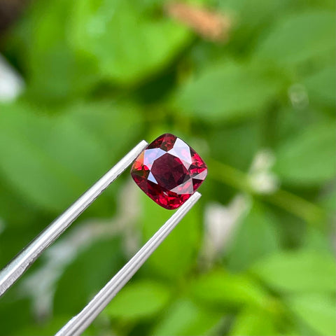 Unique Deep Red Burmese Spinel 1.75 carats Cushion Cut Natural Gemstone