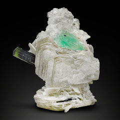 Tourmaline on Muscovite with Fluorite