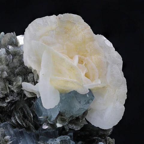 Calcite On Aquamarine with Muscovite