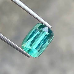 Greenish Blue Hued Tourmaline 2.20 Carats Cushion Cut Natural African Gemstone