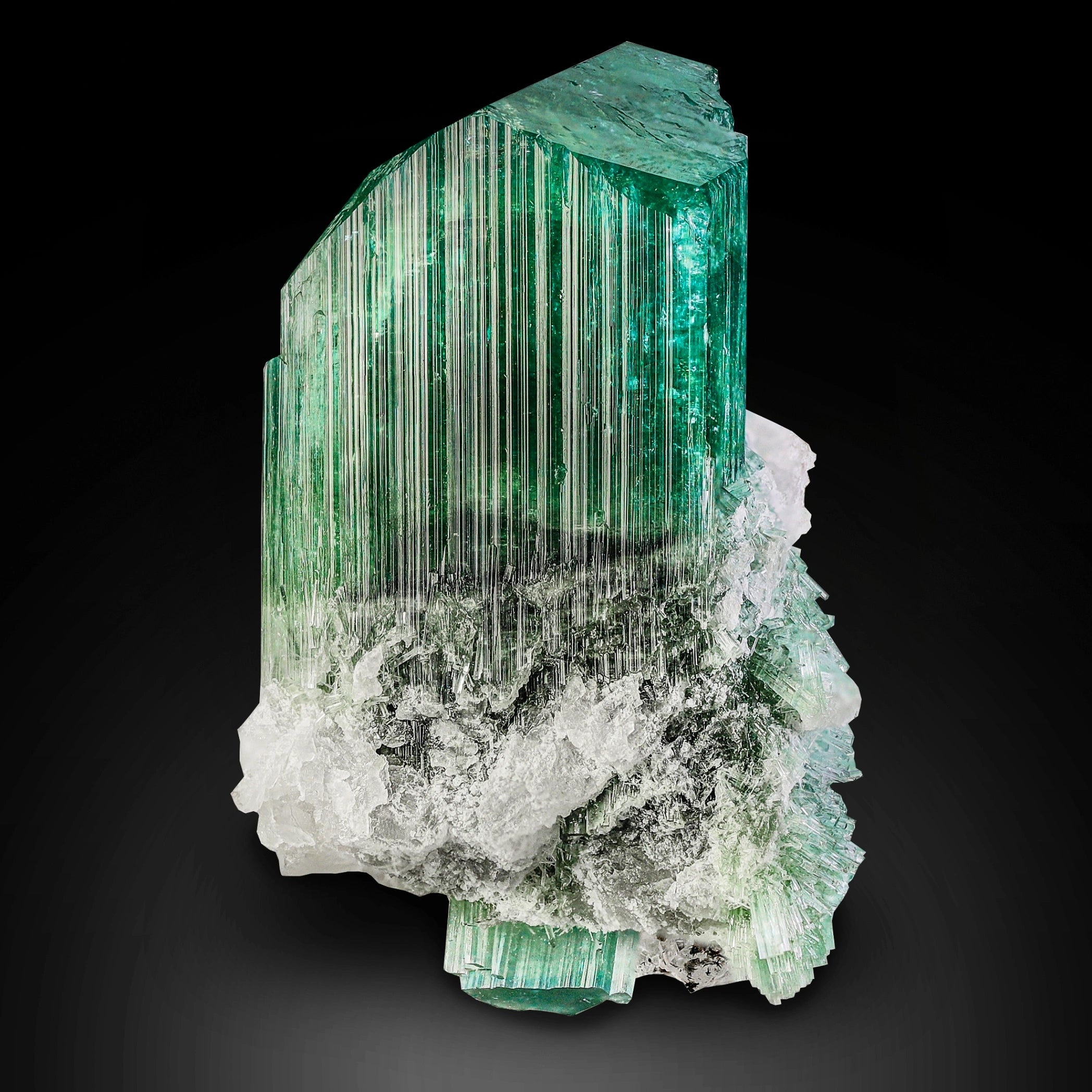 Celestial "New Find" Emerald Green Tourmaline Crystal with White Albite Matrix from Pakistan