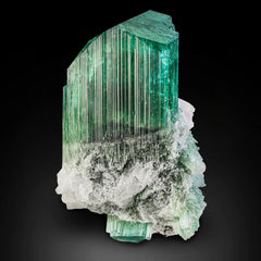 Celestial "New Find" Emerald Green Tourmaline Crystal with White Albite Matrix from Pakistan