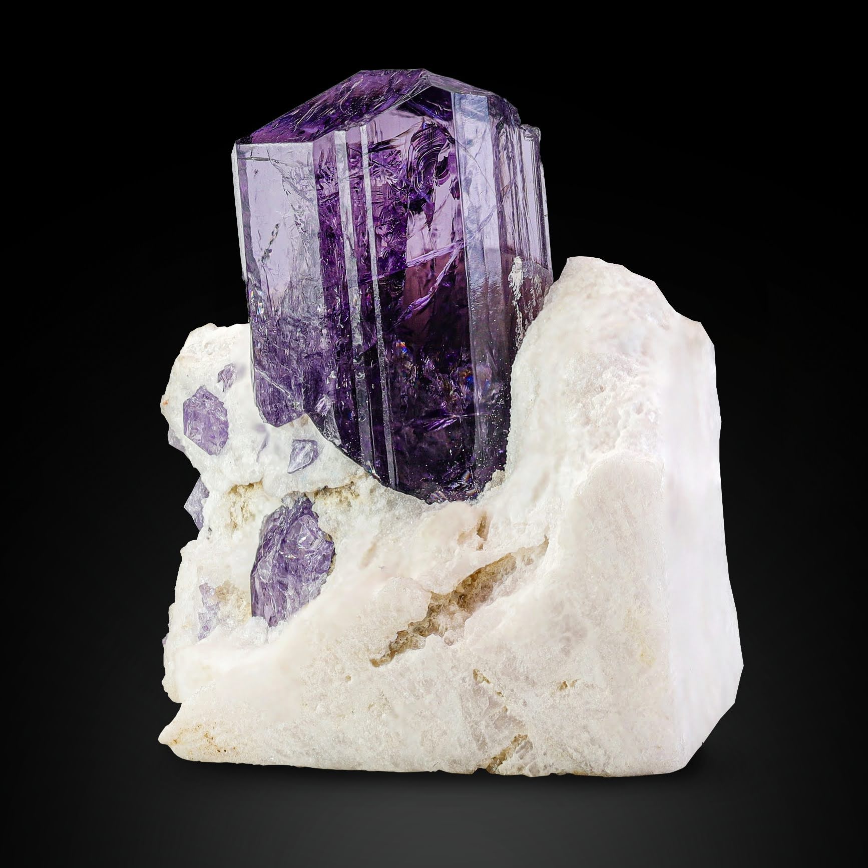tabular gem vibrant purple color Scapolite crystal on Calcite from Afghanistan