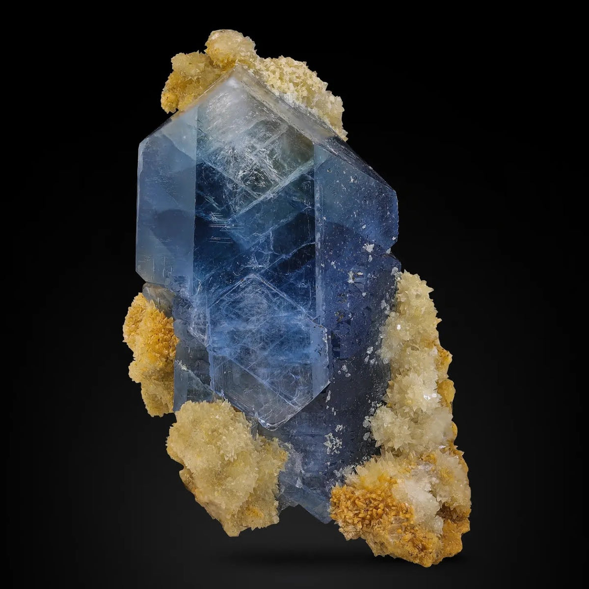 attractive new find of vibrant blue Celestite with Calcite from Afghanistan