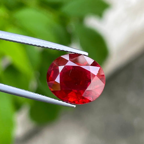 Dazzling Bright Red Garnet 10.35 carats Fancy Oval Cut Natural Tanzanian Gemstone