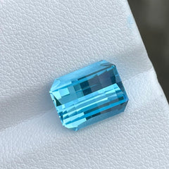 Delicate Oppose Bar Pixel Cut Swiss Blue Topaz 7.40 carats Natural Madagascar's Gemstone