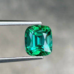 Bluish Green Tourmaline 2.00 Carats Step Cushion Cut Natural Afghan Gemstone