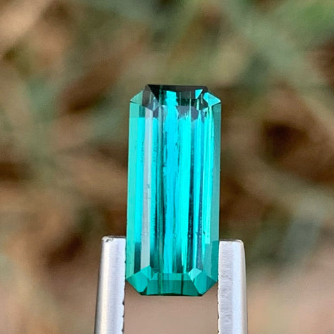 Natural Glowing Indicolite Tourmaline 1.80 carats Emerald Cut Loose Pakistani Gemstone