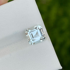 Authentic Aquamarine Gemstones 3.15 carats Asscher Cut Natural Pakistani Gem