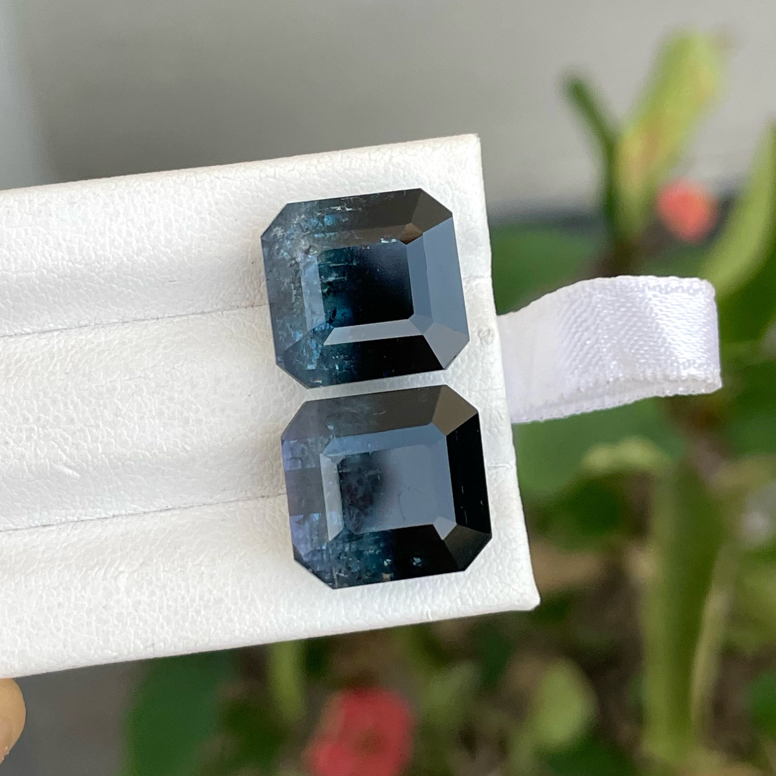 Natural Unusual Bi-color Tourmaline Gemstone Pair