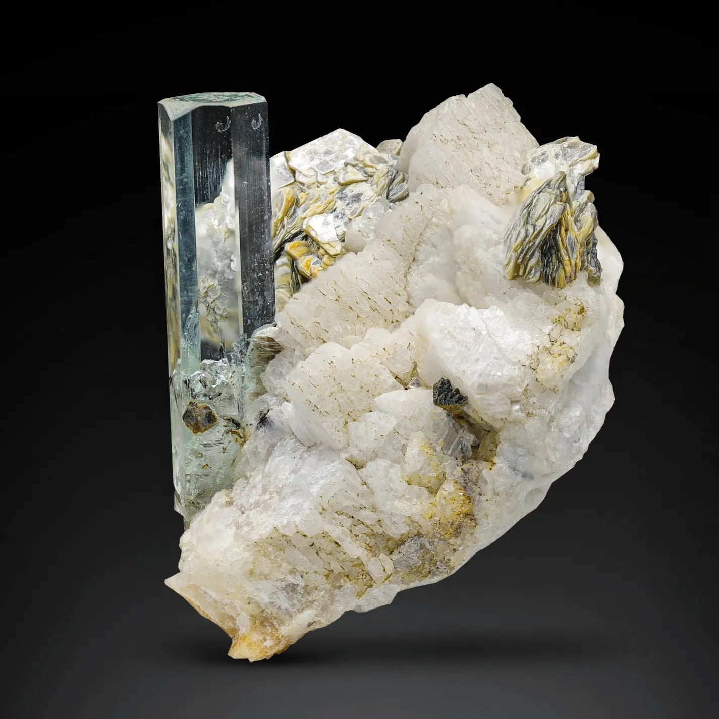 Aquamarine Crystal Albite with Muscovite