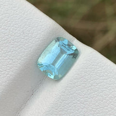 Sparkling Blue Aquamarine 1.50 carats Cushion Cut Natural Pakistani Gemstone