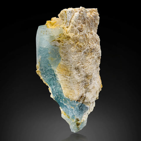 Saturated Aquamarine on Albite from Kunnar, Afghanistan