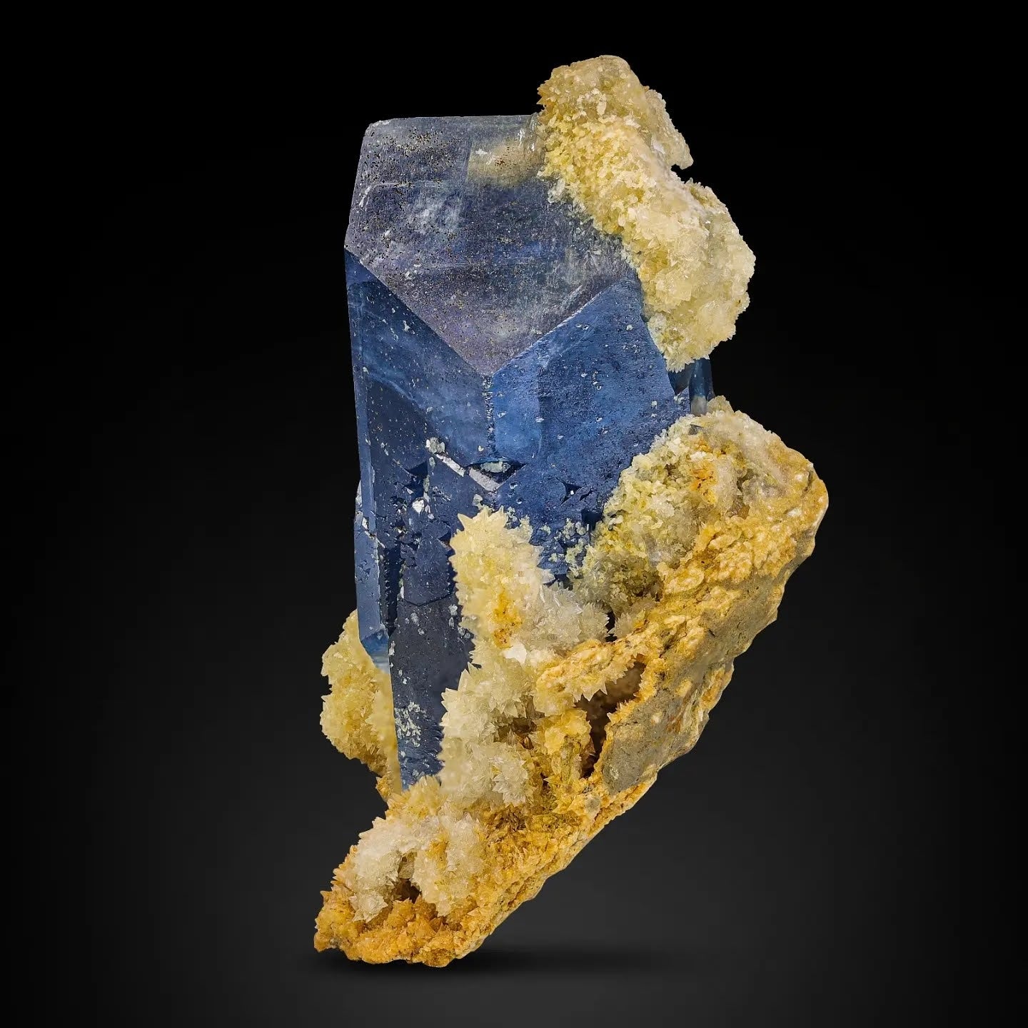 attractive new find of vibrant blue Celestite with Calcite from Afghanistan