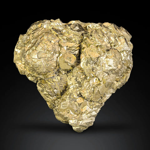 Earth's Depths Golden color Heart Shape Pyrite Crystal Aggregate from Pakistan