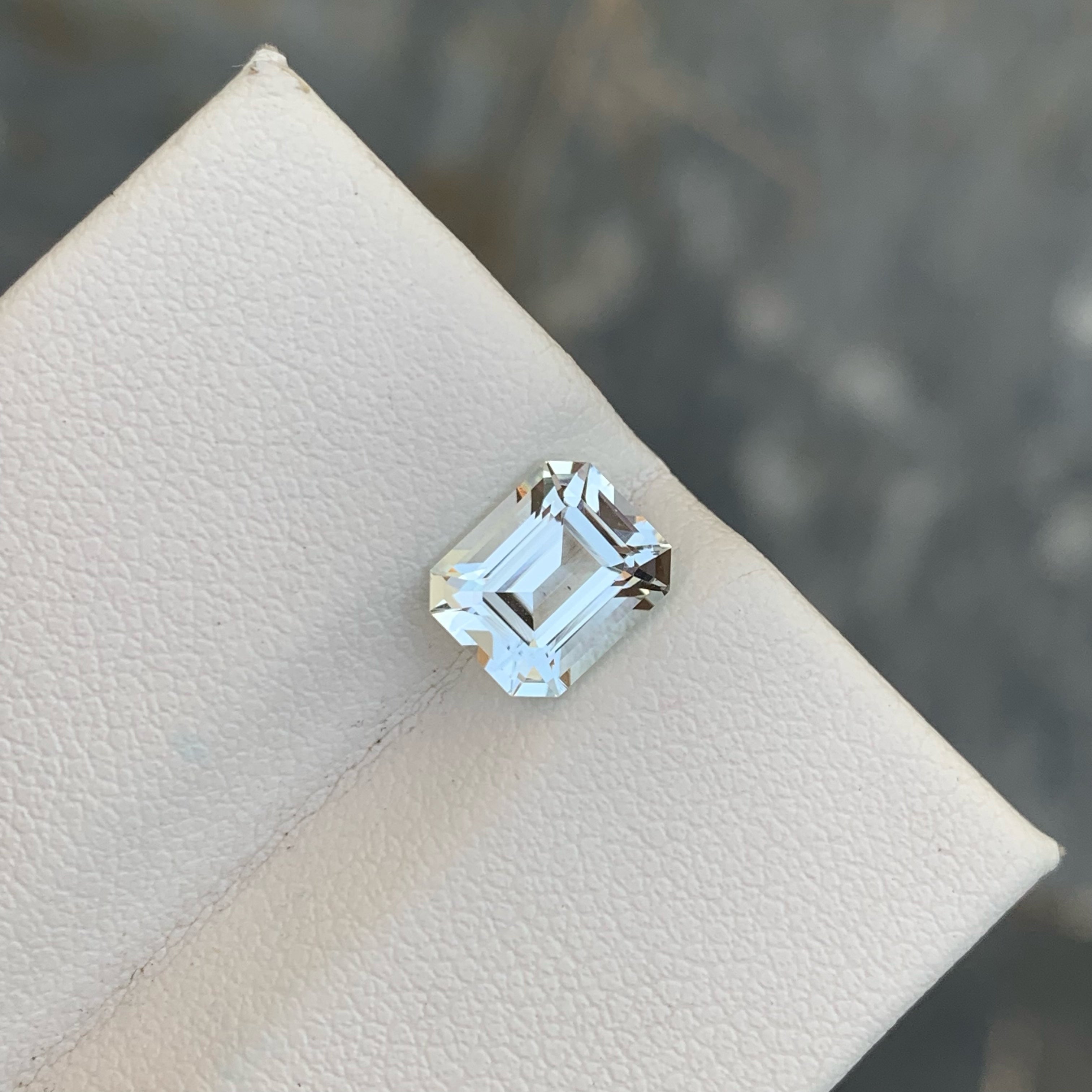 Aesthetic Transparent Aquamarine 1.85 carats Emerald Cut Natural Pakistani Gemstone