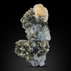 Calcite On Aquamarine with Muscovite