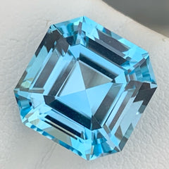 True Luxury Swiss Blue Topaz 12.80 carats Asscher Cut Natural Madagascar's Gemstone