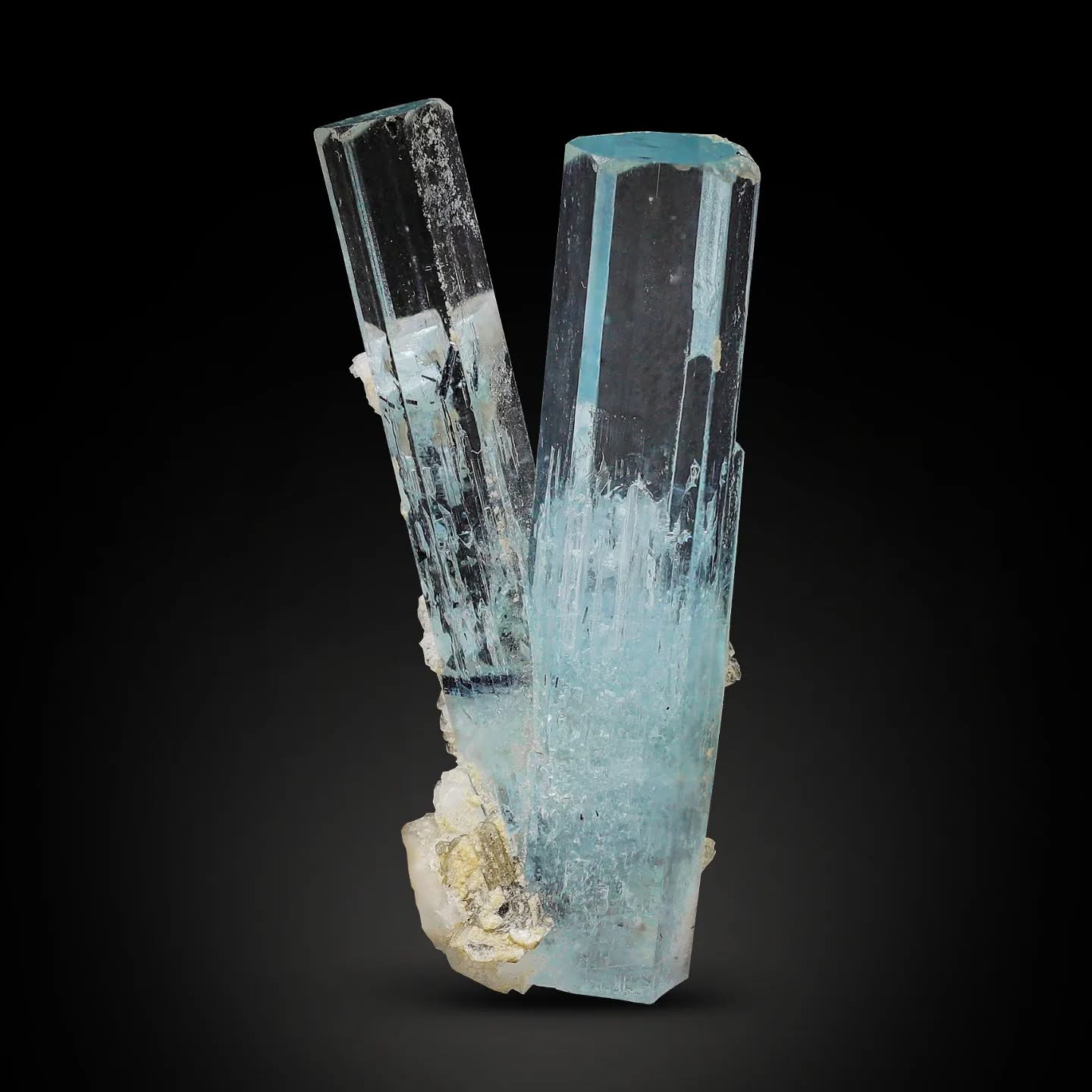 Blue Aquamarine Crystal with Albite