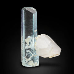 Sparkling Double Terminated Aquamarine with Quartz from Skardu, Pakistan