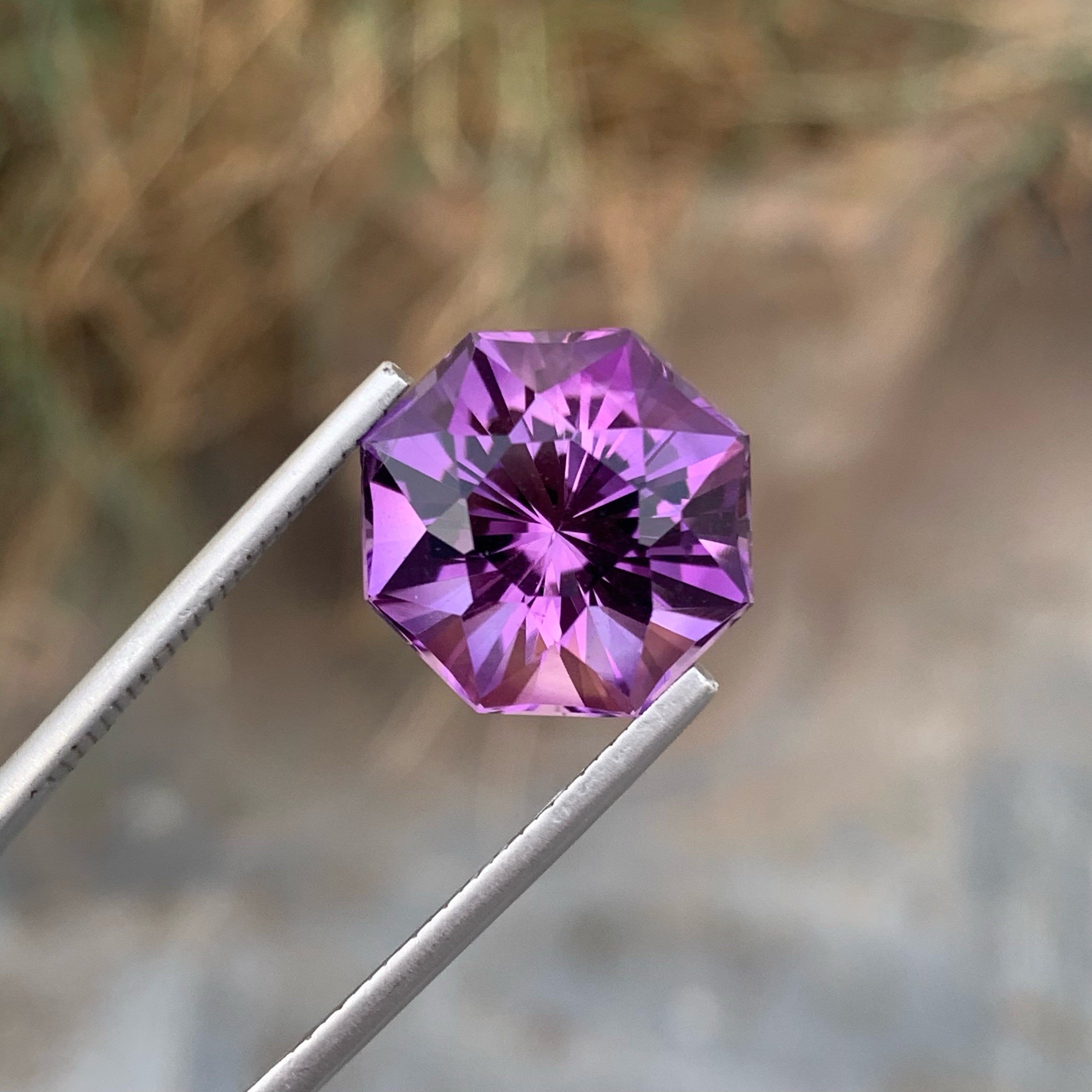 Octagon Amethyst 10.25 carats Custom Precision Cut Natural Brazilian Gemstone