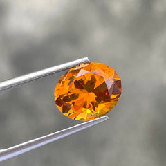 Exotic Oval Shaped Fire Orange Citrine 3.55 Carats Natural Brazilian Gemstone