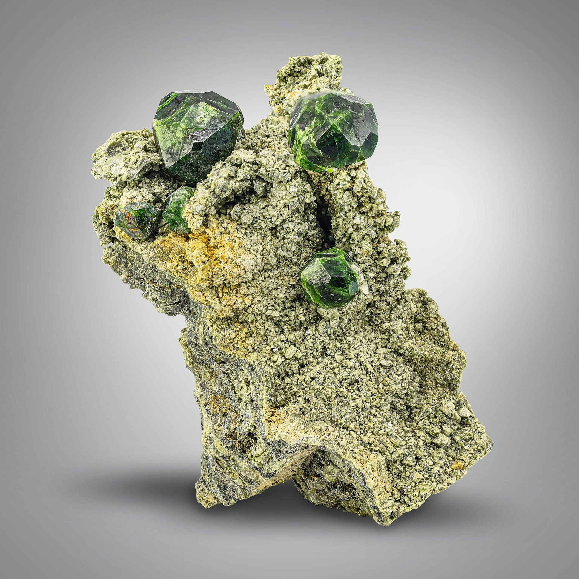 Isolated Emerald Green color Demantoid Garnet Crystals on Matrix from Iran