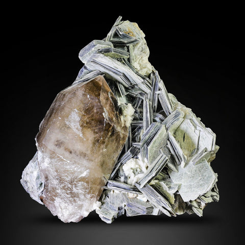 Large compact Muscovite Mica crystals with Smoky Quartz from Afghanistan