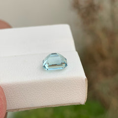 Gamin Blue Aquamarine 1.50 carats Emerald Cut Natural Pakistani Gemstone