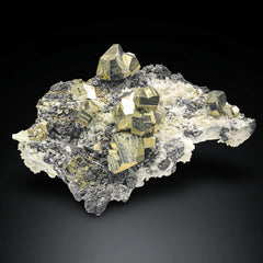 Glamming Golden color Intergrown Pyrite Crystals on Matrix from Pakistan