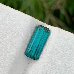 Natural Glowing Indicolite Tourmaline 1.80 carats Emerald Cut Loose Afghani Gemstone