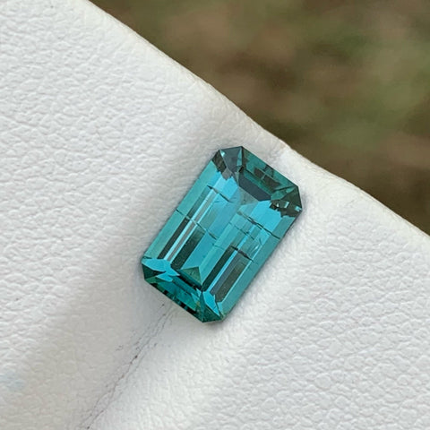 Richly-hued Blue Tourmaline 1.80 carats Emerald Cut Natural Afghani Gemstone