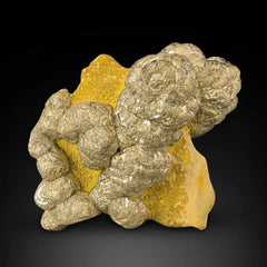 Golden Color Pyrite Crystals on Limonite Matrix from Pakistan