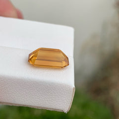 Harvest Orange Citrine 3.35 Carats Emerald Cut Natural Brazilian Gemstone