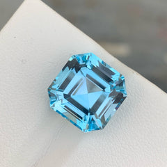 True Luxury Swiss Blue Topaz 12.80 carats Asscher Cut Natural Madagascar's Gemstone