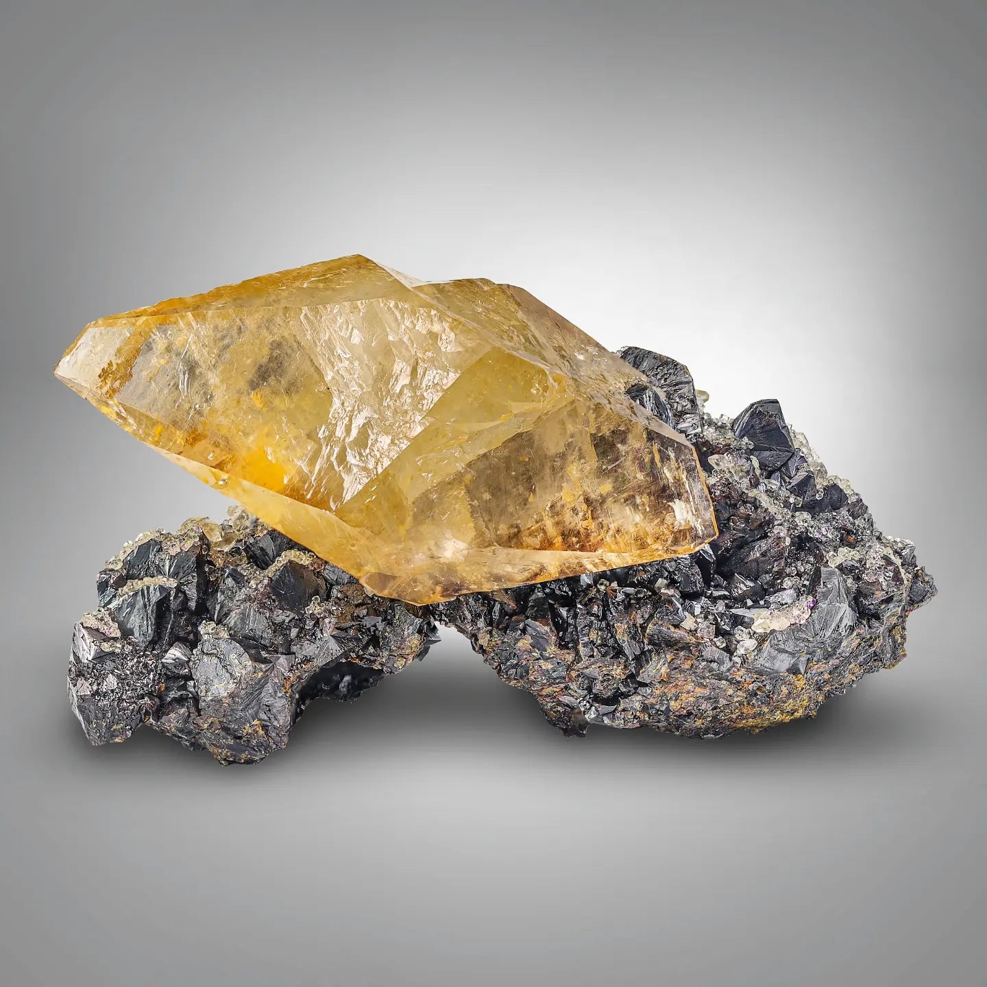 Glamorous Honey Color Calcite 375 grams Crystal on Sphalerite Matrix from Afghanistan