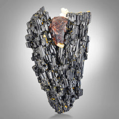 Gem Spessartine Garnet on V-shape Black Tourmaline from Skardu, Pakistan