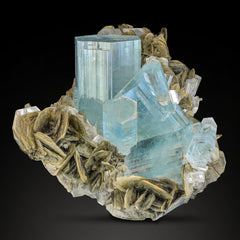 Aquamarine Cluster on Muscovite Matrix