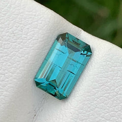 Richly-hued Blue Tourmaline 1.80 carats Emerald Cut Natural Afghani Gemstone