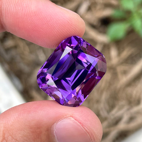 Royal Purple Color Amethyst 30.20 carats Cushion Cut Natural Brazilian Gemstone