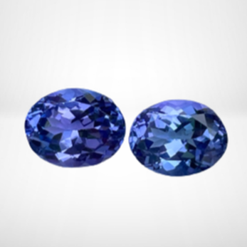 Opalescent Blue Tanzanite Stone Pair 4.25 carats Oval Shaped Natural Tanzanian Gemstone