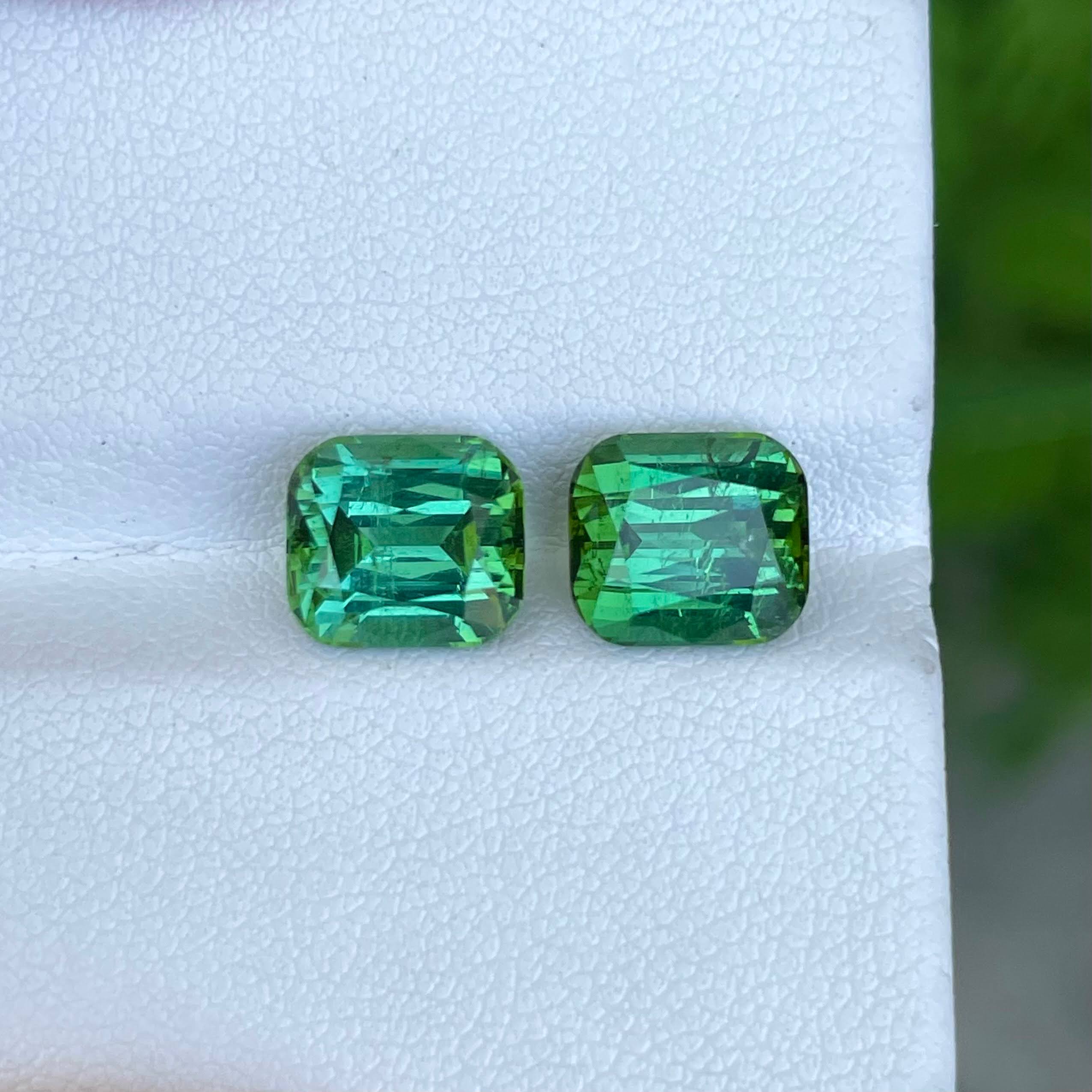 6.46 Carat Mint Green Tourmaline Pair