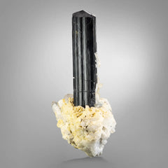 Mystical Energy of Schorl Black Tourmaline Crystal on Albite from Pakistan