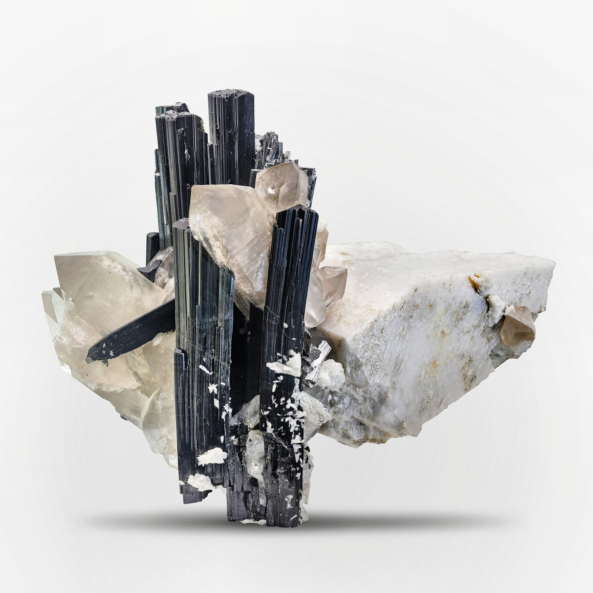 Black Tourmaline Crystals on Feldspar