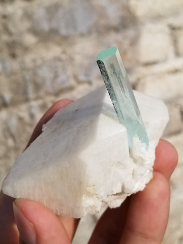 Gorgeous Aquamarine Crystal on matrix microcline